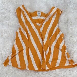 Maeve V-Neck Orange and White Striped Tank Top